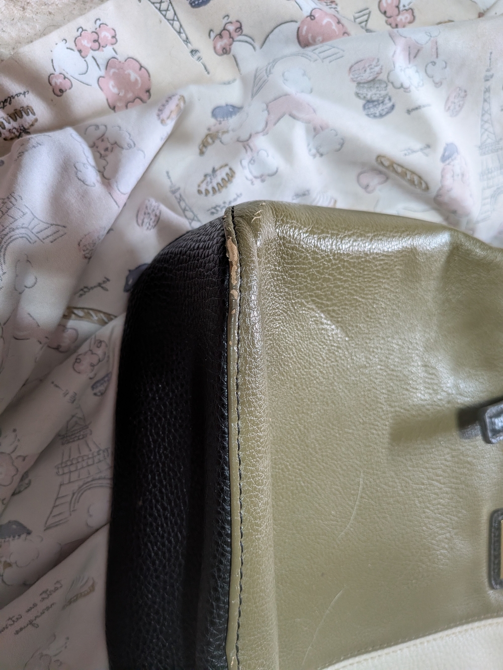 Anne Klein Olive, Cream & Black Two-Tone Tote - Picture 2 of 4